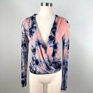 Young Fabulous & Broke Womens XS Tie Dye Shirt Top Drape Front Stretch